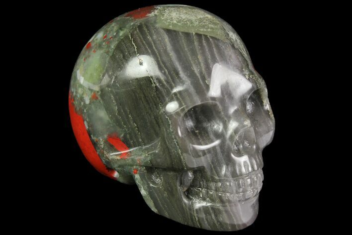Realistic, Polished Bloodstone Skull #116458